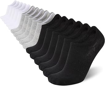 16 Pairs Mens Cotton No Show Socks, Invisible Low Cut Athletic Liners, Non-Slip Silicone Heel Grips for Sneakers & Loafers