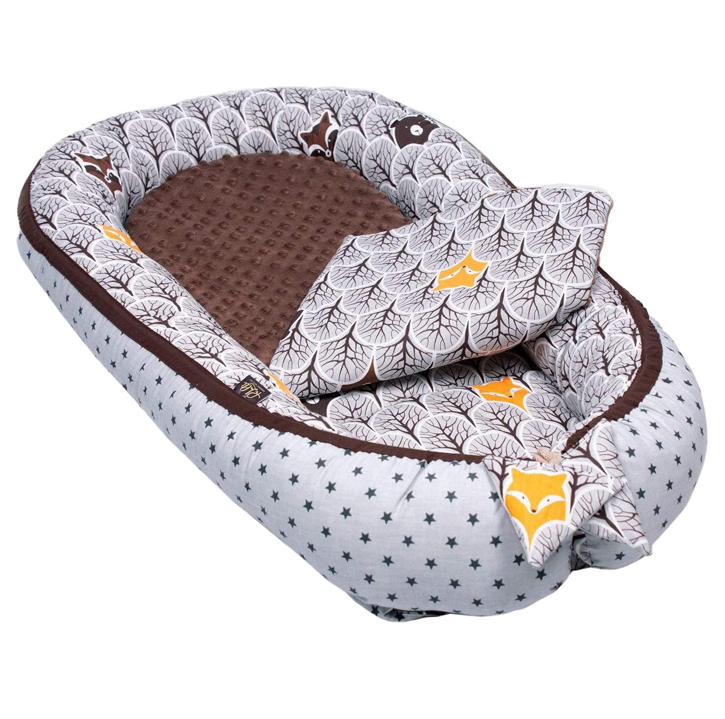 PaLulli 3-TLG Baby Ausstattung-Set Kuschelnest Babynest 95x55cm Baby-Matratze Kuscheldecke Babybett 100% Baumwolle Hypoallergisch Für 0-8 Monate