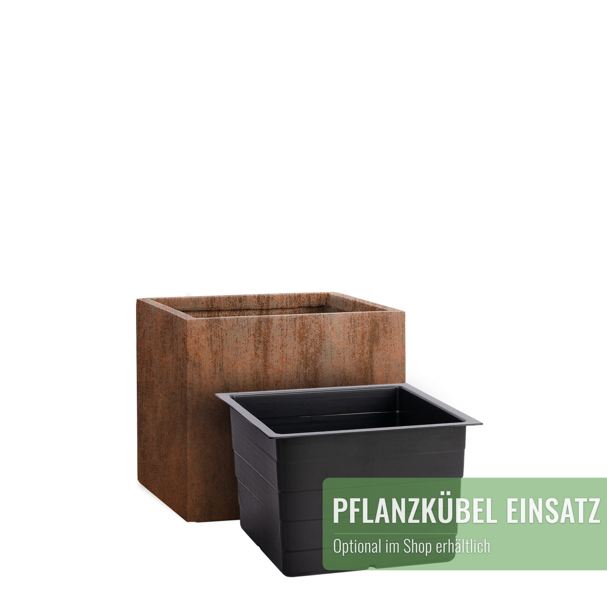 Pflanzwerk® Pflanzkübel Fiberglas Cube Rost Braun 30x34x34cm XXL *Frostbeständig* *UV-Schutz* *Qualitätsware*