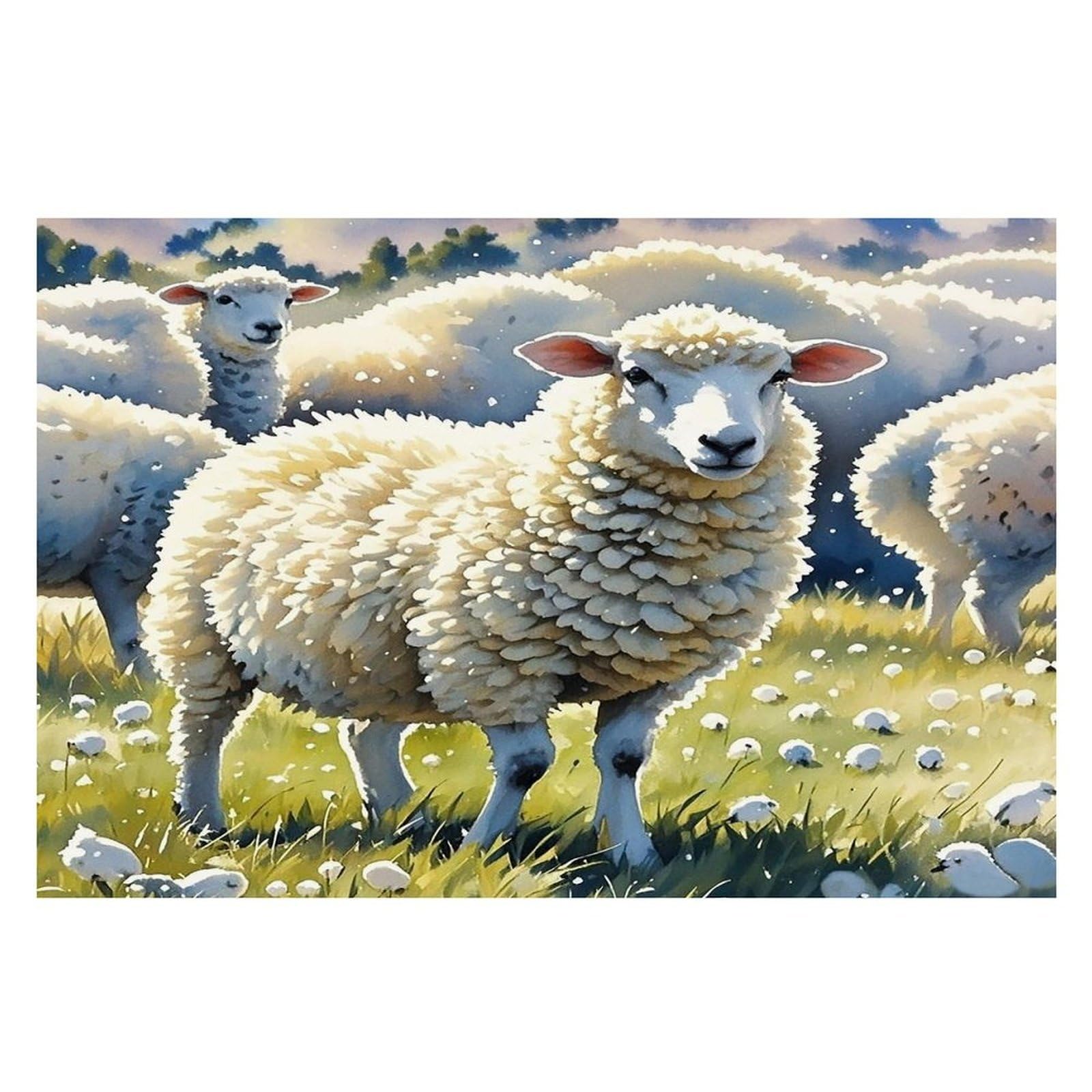 Sheeps Watercolor Placemats Wipeable Heat Resistant Table Mats Washable Flax Place Mats Elegant Cloth Non-Slip Placemat for Kitchen Dinning Party Table Decor 12 * 18 in