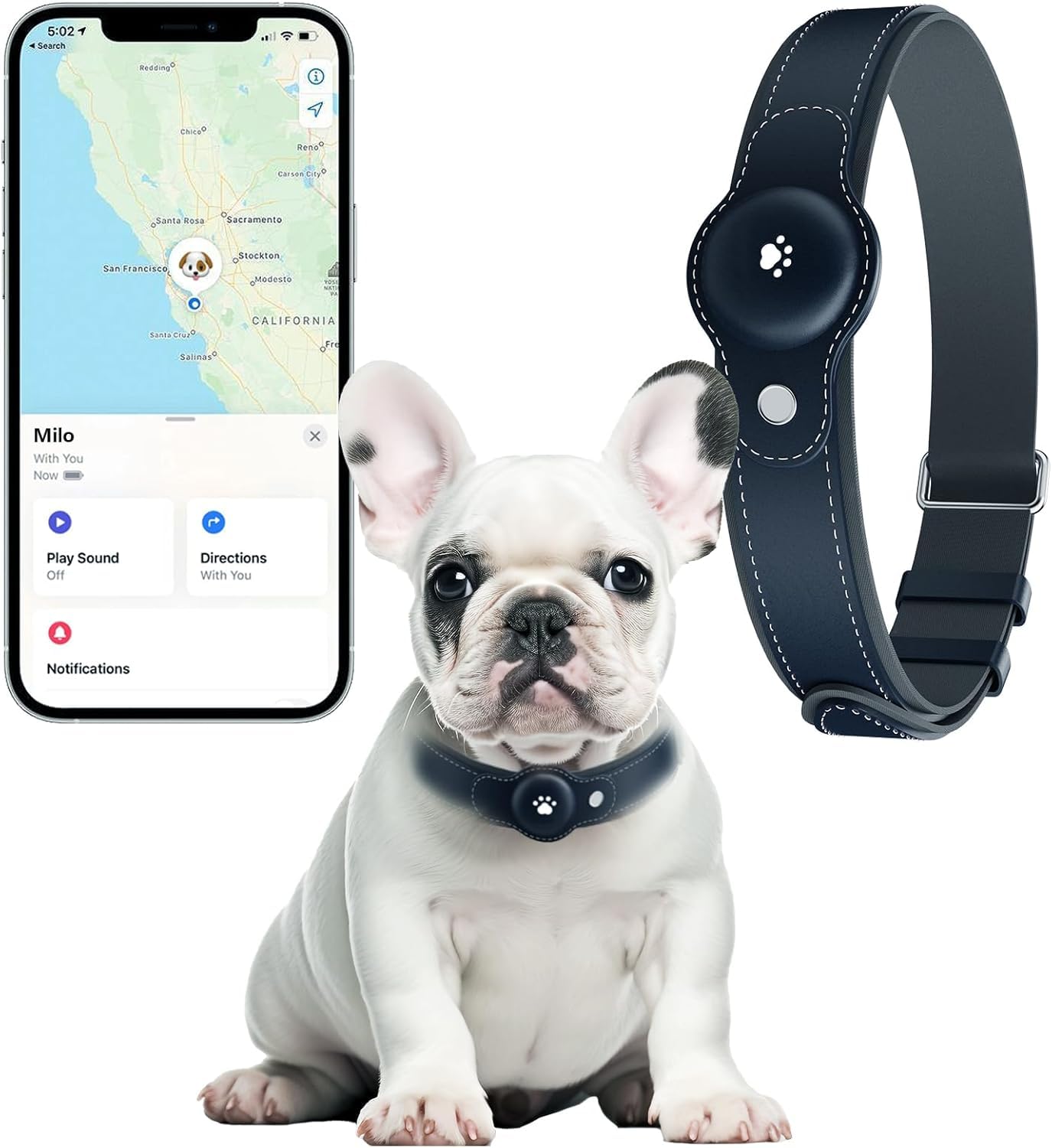 BONSO 2-in-1 GPS Tracker for Dogs: Smart Collar with Real-Time Location, No Monthly Fee, Unlimited Range (iOS Only) GPS Tracker Dog Collar- Ideal for Small, Medium Large Dogs(Tracker Included)