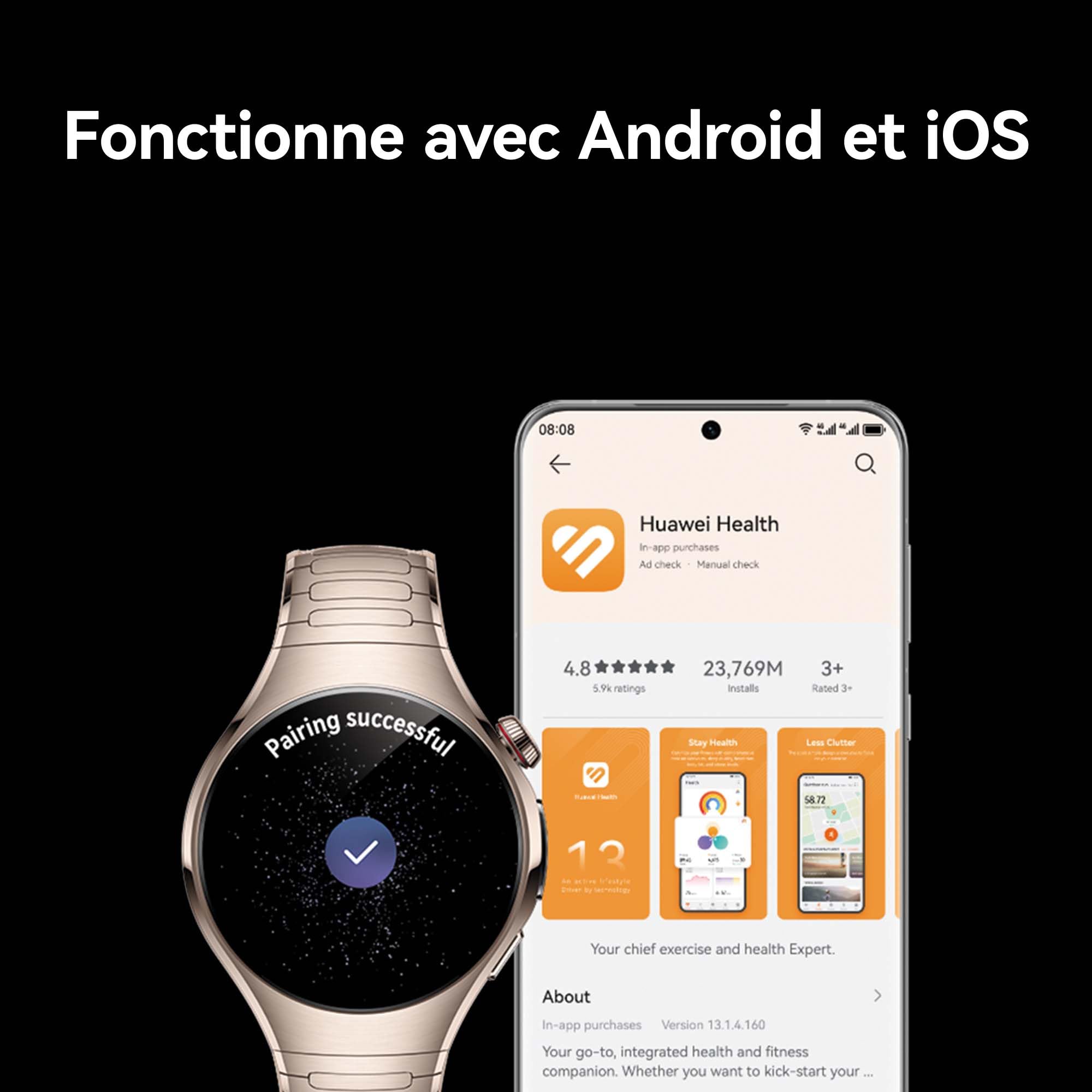 HUAWEI Watch 5 46mm Montre connectée, Garantie prolongée de 6 Mois, Marron | Technologie X-Tap à détection Multiple, Votre santé en Un Coup d'œil, eSIM, ECG,Smart Gestures, pour Android et iOS