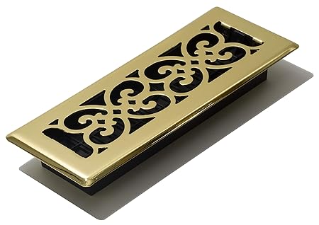 Decor Grates SPH310 3-inch by 10-inch Scroll Floor Register, Polished Brass Finish