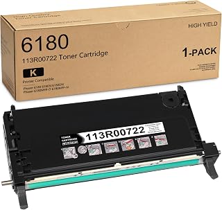 6180 Toner Cartridge 3,500 Pages High Yield Replacement for Xerox 113R00722 Phaser 6180 6180N 6180DN 6180MFP-D 6180MFP-N Printer Ink, 1-Pack Black 