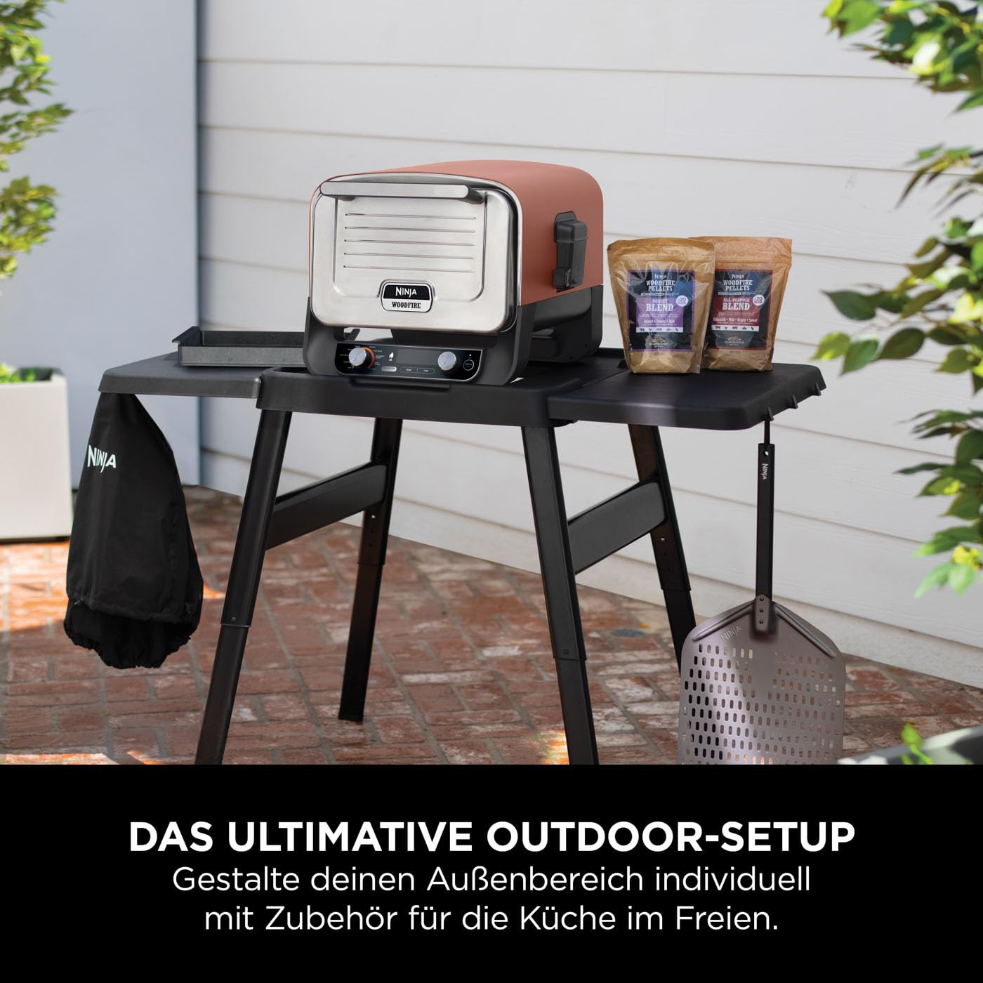 Ninja Woodfire Pizzaschaufel für Außenöfen der Serie OO101UK, leicht perforierter, rostbeständiger Pizzaschieber für 12-Zoll-Pizzen, Schwarz XSKPZPLEU
