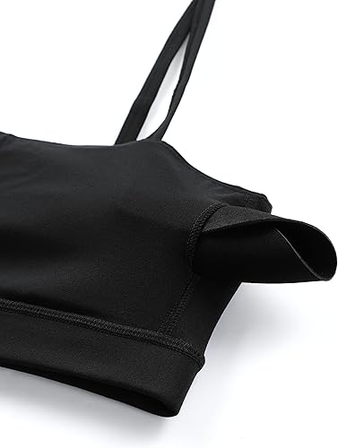 Vista 5 de CRZ YOGA Butterluxe - Brasier deportivo ajustable con tirantes delgados para mujer, con relleno, sin varillas, cuello cuadrado, para entrenamiento