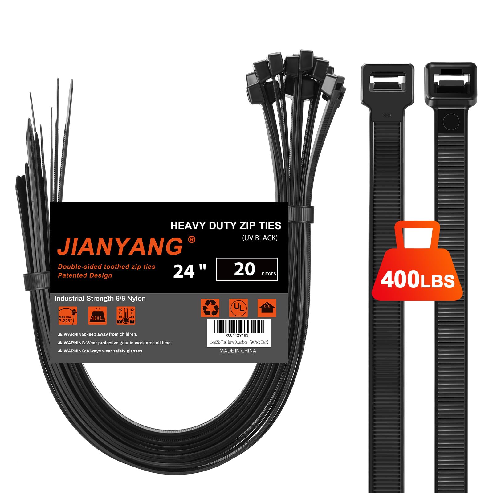 Heavy Duty Zip Ties - 100 Pack, 400 LBS Strength -7 Heavy Duty Zip Ties - 100 Pack, 400 LBS Strength -7