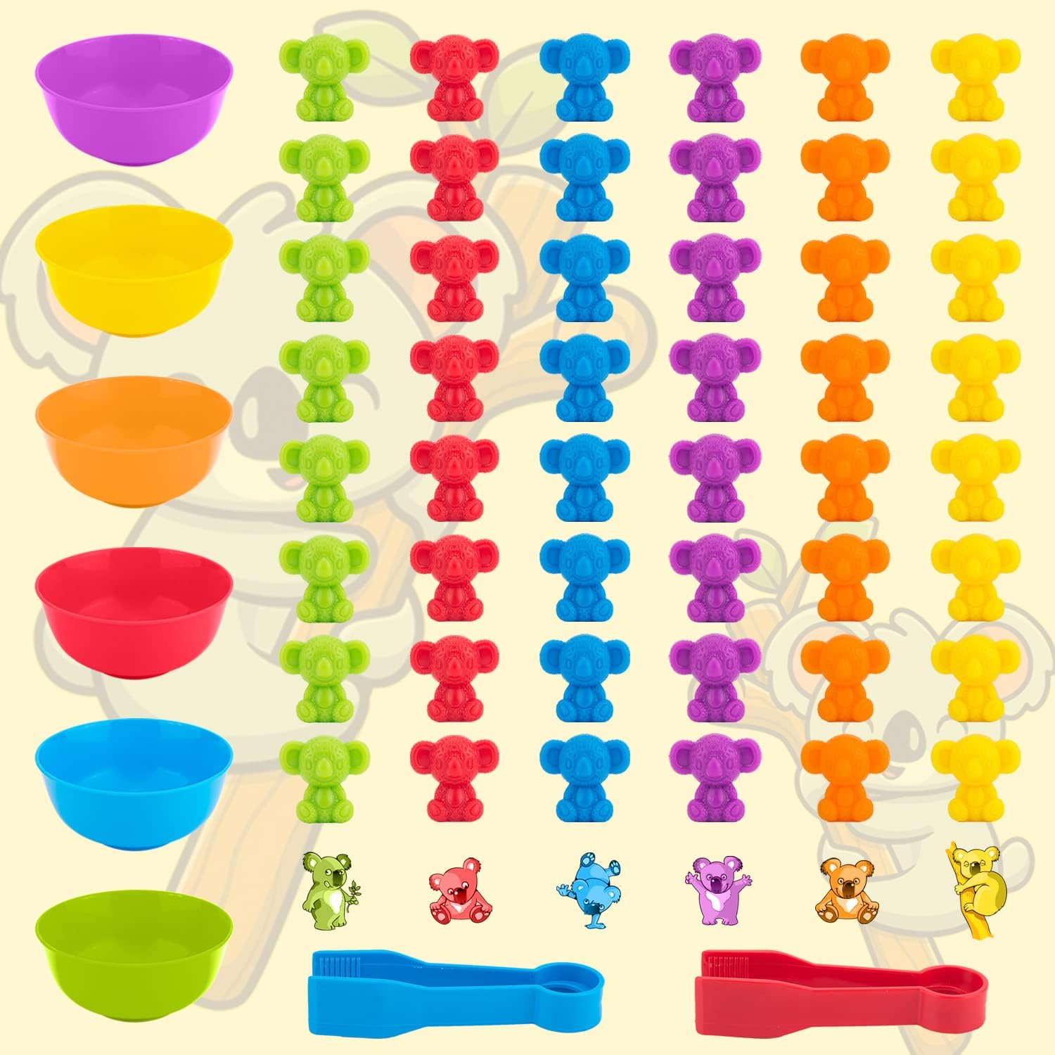 TSYAN Counting Koala Toys Matching Game for Kids with Sorting Bowls Manipulatives Preschool Learning Activities Toys Color Classification and Sensory Game Set Toddler Montessori Toys for 3+ Years Old