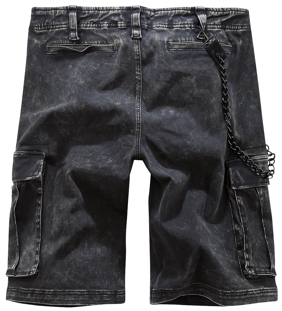 Rock Rebel by EMP Herren graue Jeans-Shorts mit Patches und Ketten