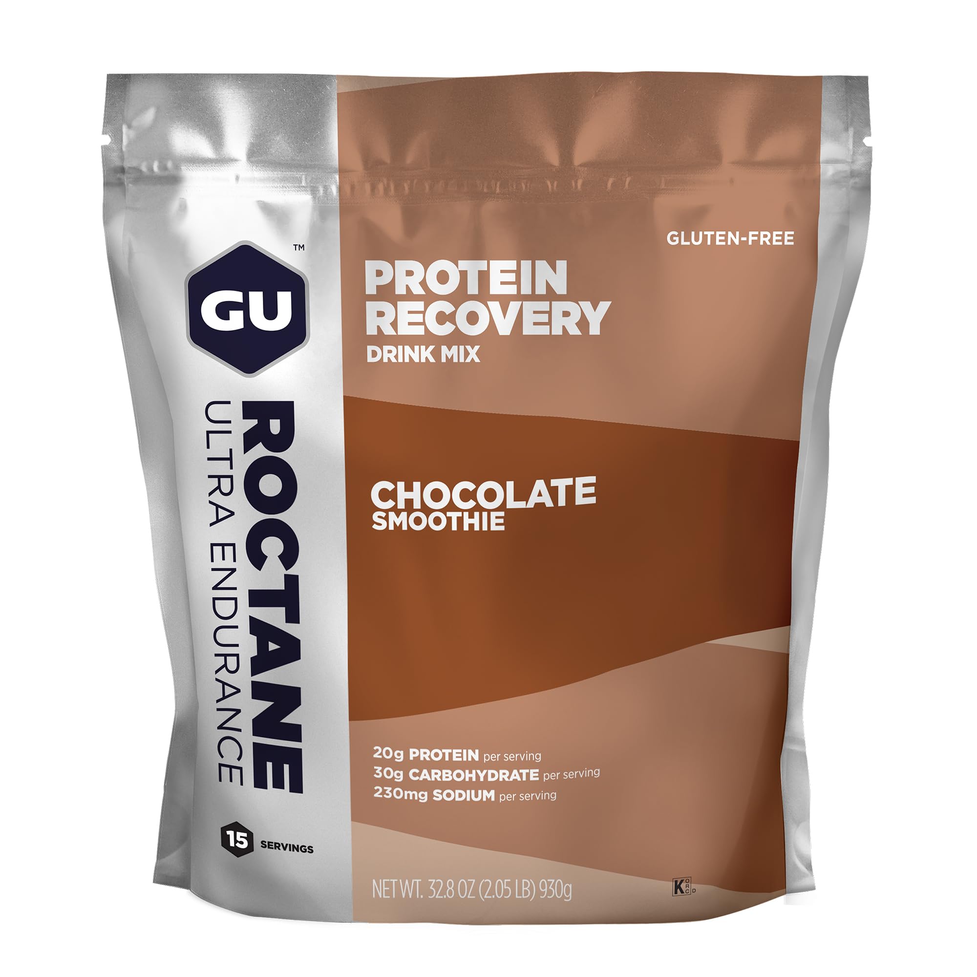 GU Energy Roctane Ultra Endurance Protein Recovery Drink Mix, Gluten-Free and Kosher Dairy, Recovery Support After Any Workout, 15-Serving Pouch, Chocolate Smoothie