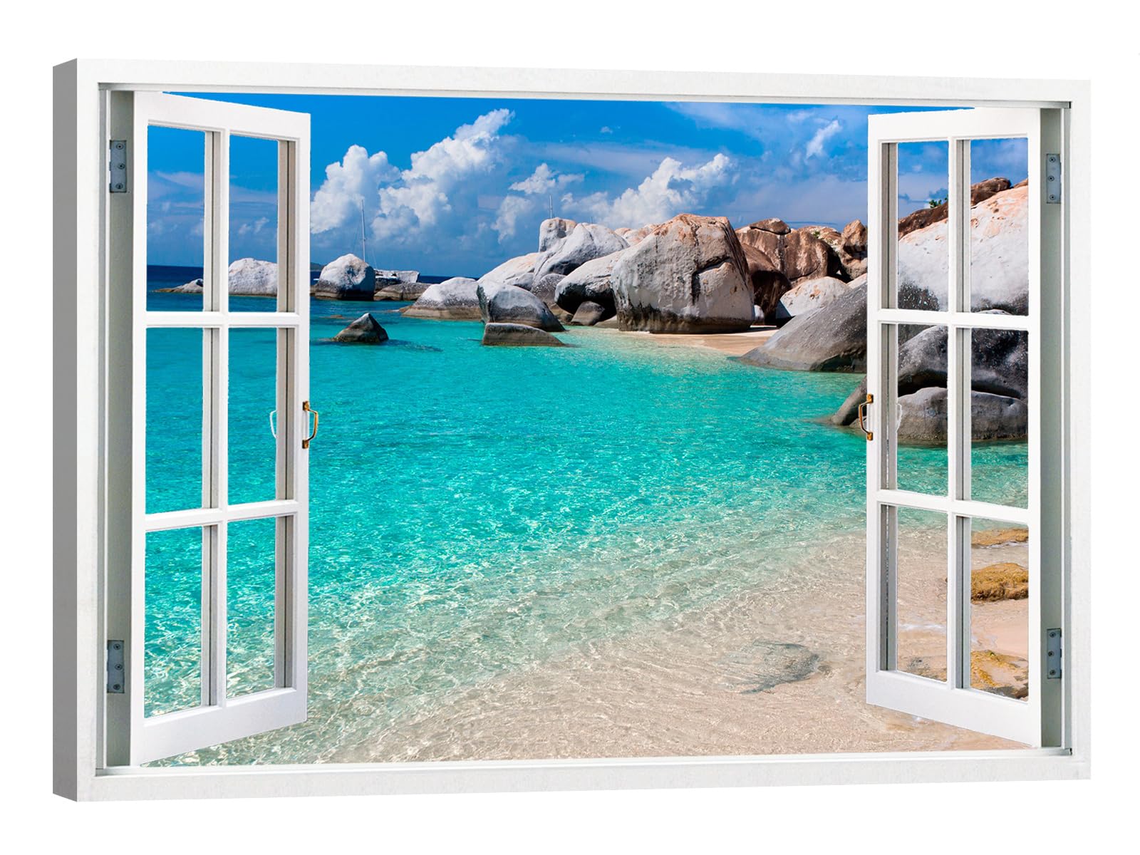 canvashop Quadri Moderni Soggiorno Finestra Aperta sul Mare 100X70 cm