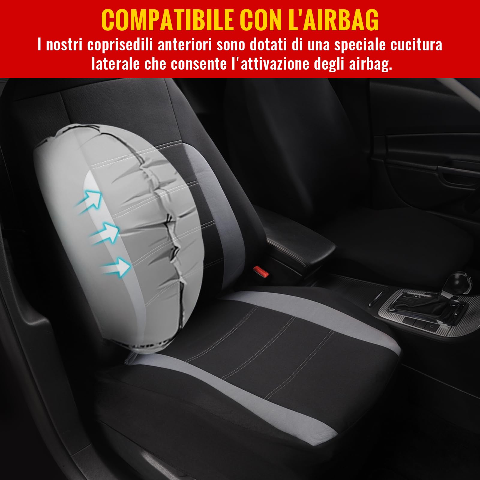 AUTOYOUTH Coprisedili Auto Copri-Sedili Auto Anteriorie Universale compatibili con airbag, Fianchi elasticizzati, Antiscivolo e Lavabile
