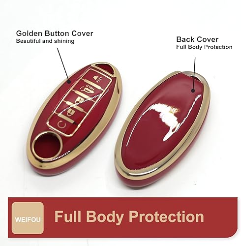 Miniatura 4 de Funda para llavero Nissan de 5 botones, funda inteligente para Altima Rogue Murano Pathfinder, carcasas de llaves con llavero, accesorios de