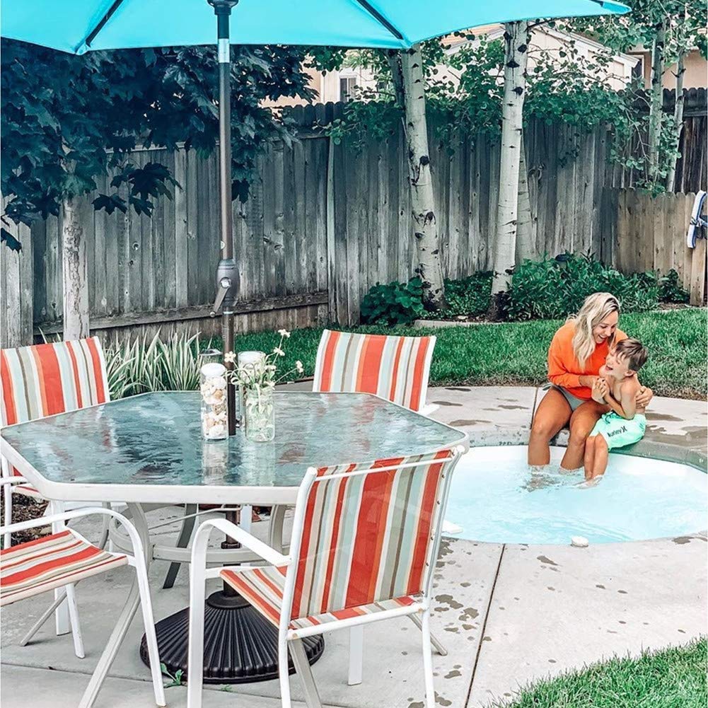 Amazon Com Abba Patio 50lb Patio Umbrella Base Water Filled 23 Round Recyclable Plastic Outdoor Market Umbrella Stand Base For Deck Lawn Garden Black Garden Outdoor