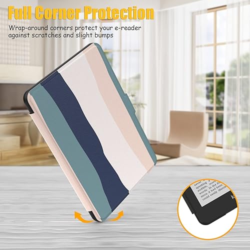 Miniatura 8 de SCSVPN Funda para Kindle de 11 generación 2022 de 6 pulgadas (modelo n. C2V2L3)  Funda ligera de piel sintética con apagado y encendido automático,