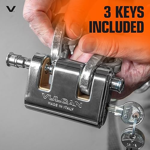 Miniatura 8 de VULCAN Kit de cadena de seguridad y cerradura, endurecida de alta calidad, 516 pulgadas x 3 pies (+- 1.5 pulgadas), la cadena no se puede cortar con