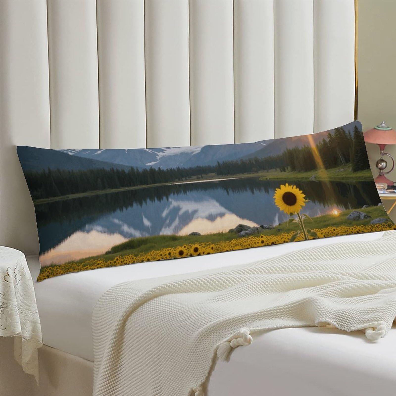 Body Pillow Cover 20x54 Long Pillow Case with Invisible Zipper Breathable Microfiber Park Sunflower Landscape Pillowcase Soft Cozy Protector for Bedroom Couch Sofa Bed Home Decor All Seasons