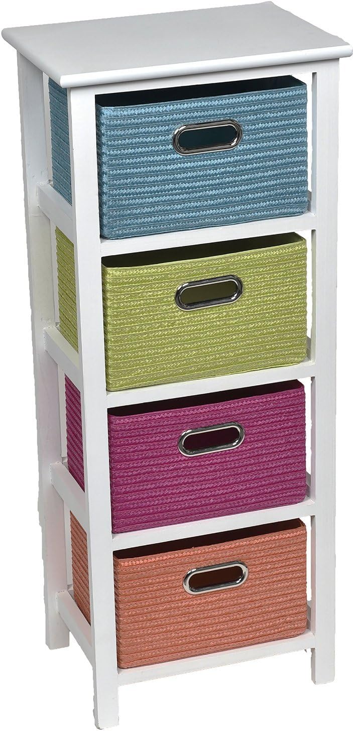 Bathroom Shelf with 4 straw storage square baskets, Medium Density Fiberboard (MDF), Ref:9844-109