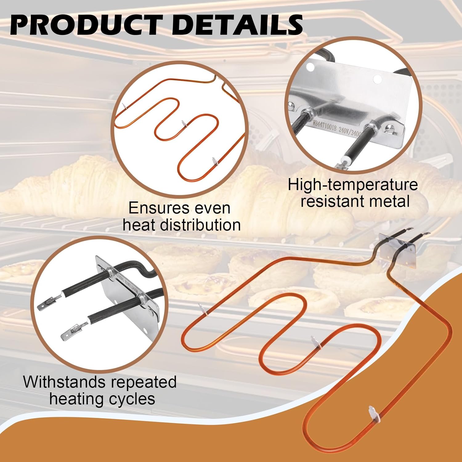 WB44T10018 WB44T10025 Replacement Heating Element for GE Electric Ovens JCSP38BK1BB JD900BK1BB JDP39BK1BB JDS28CK1CC JSP39BK1BB JSS28BK1BB JTP15AA2AA Series