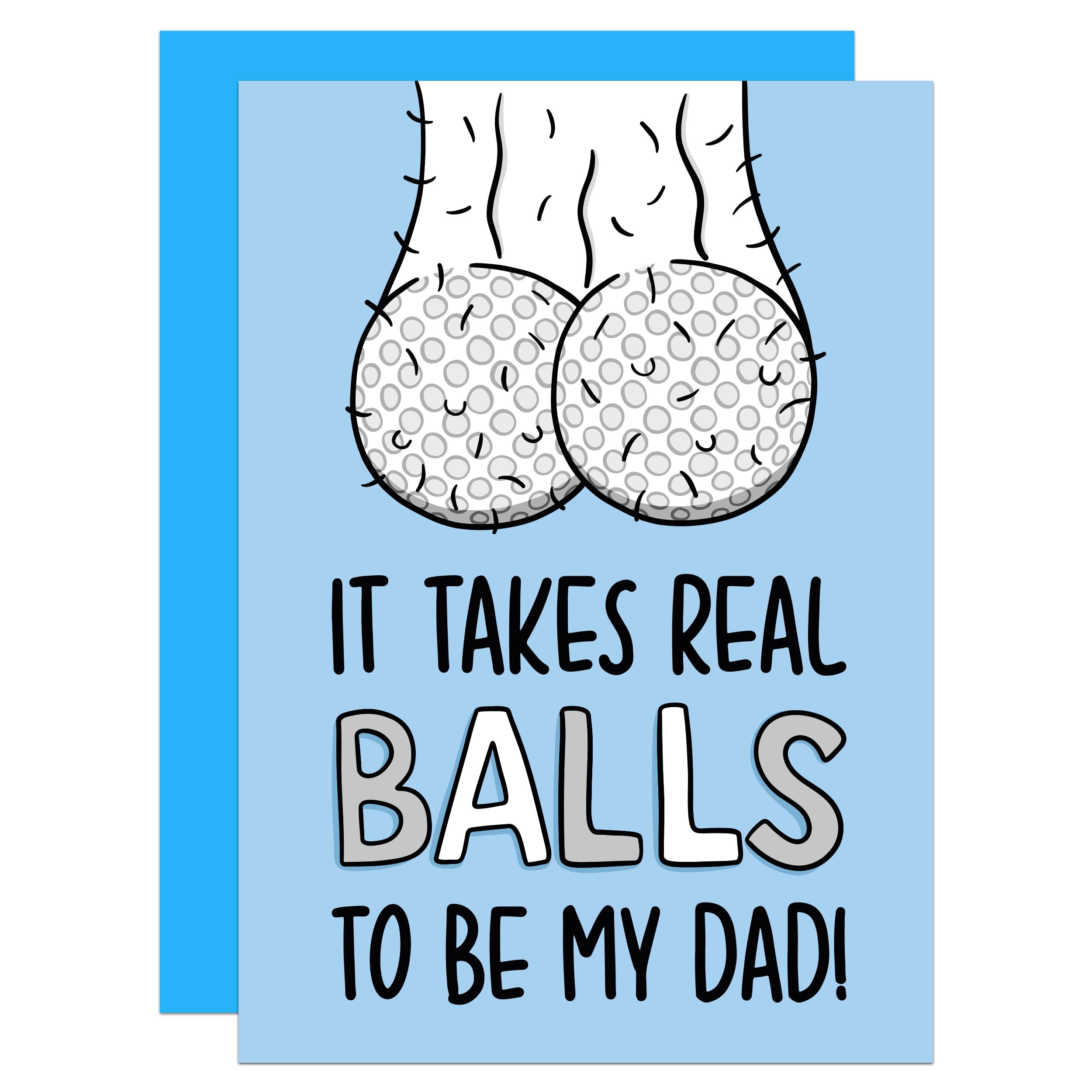 Balls Sport Fathers Day A6 Card, Funny Golf Fathers Day, For Dad, From Son Gift, From Daughter, Ball Pun, Golfer, Cheeky, Rude (Golf)