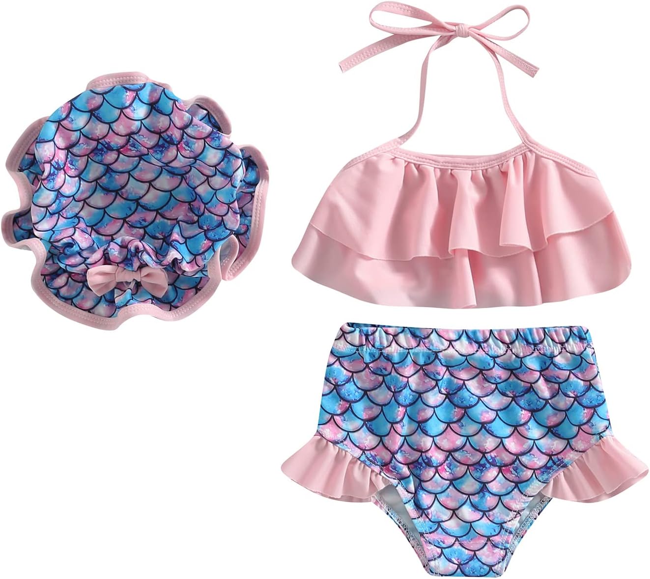 Costume Da Bagno Neonata Con Volant E Cappello - Stampa Fenicottero, Set Estate - Foto 7