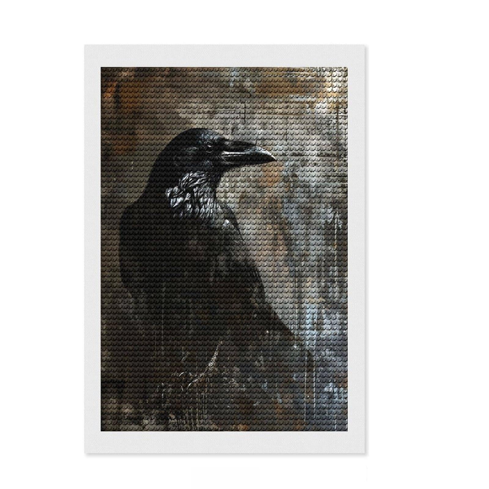 Junmoney The Raven Contemporary Art Full Drill Diamond Painting Kit 8"x12", Decorate Your Room, Finish and Display, Full Kit Included, Home Wall Decor