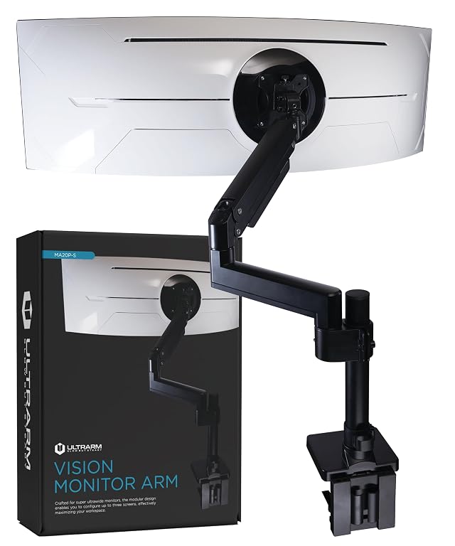 Heavy Duty Monitor Arm for Ultrawide Monitors up to 57 and 44 lbs Single Desk Stand Pneumatic Height