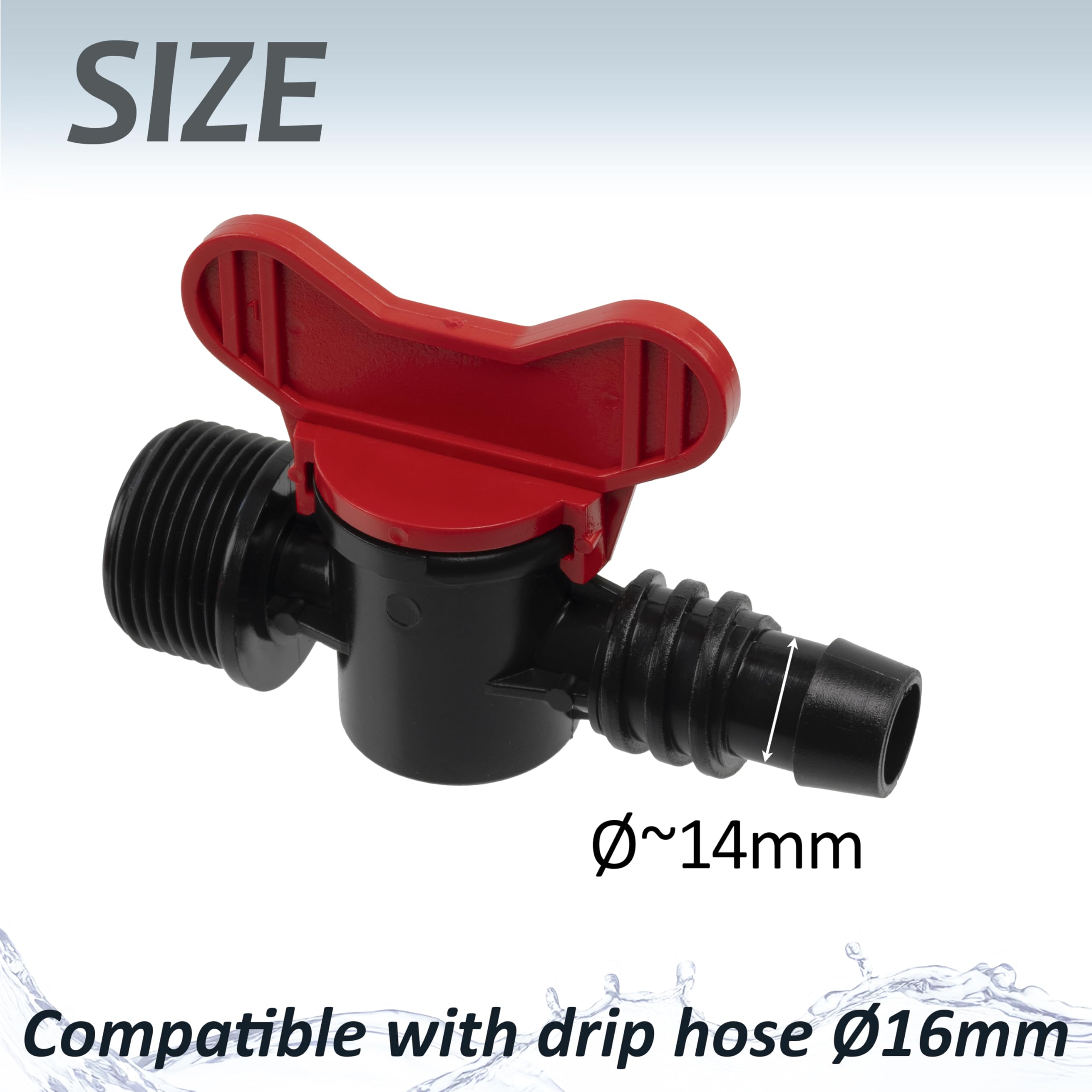 AERZETIX - Lot de 10 Vannes d'Arrêt 3/4" Filetage Externe pour Tuyau d'Irrigation Goutte à Goutte 16 mm en Plastique | Pression Supportée 4 Bars | Robinet Système d'Arrosage Équipement Jardinage
