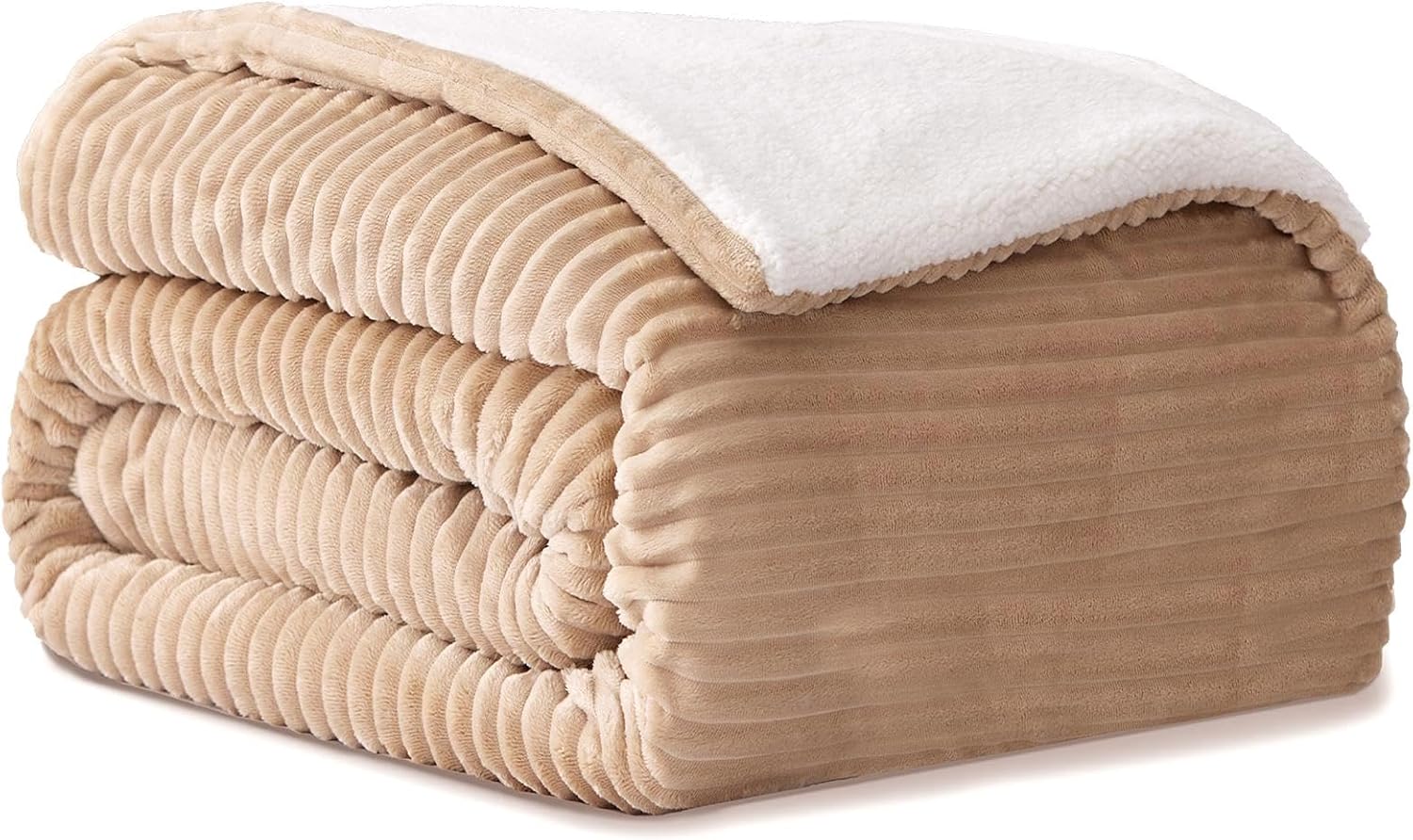 Sherpa Blankets Queen Size - Fleece Queen Blanket for Bed, Soft and Warm Throw Blanket for Winter, 90" x 90", Khaki - Image 5