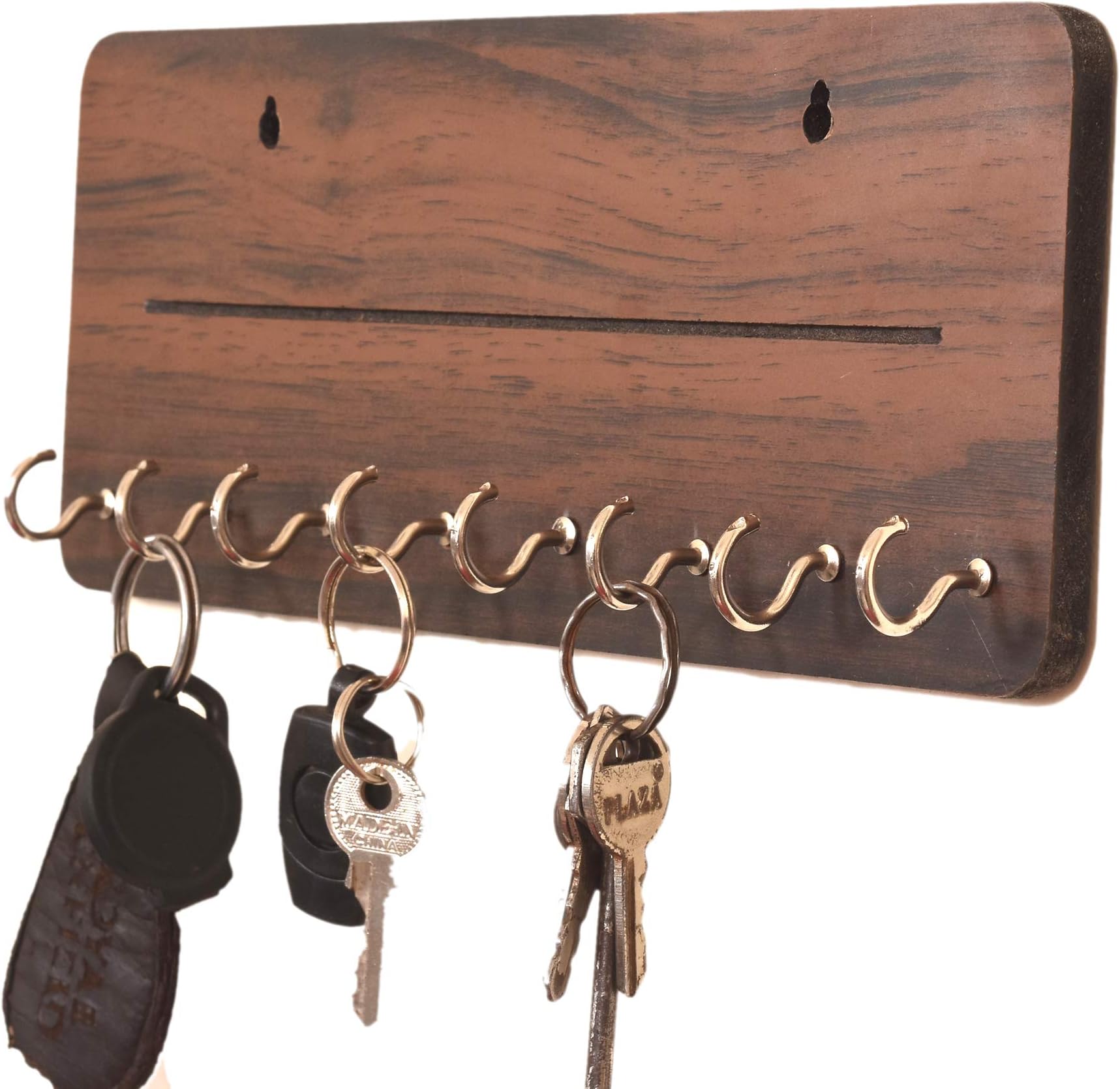 Metvan OneLine MDF Wall Mounted 8 Hook Hanging Key Holder(25 cm x 11 cm x 0.3 cm, Brown) Best