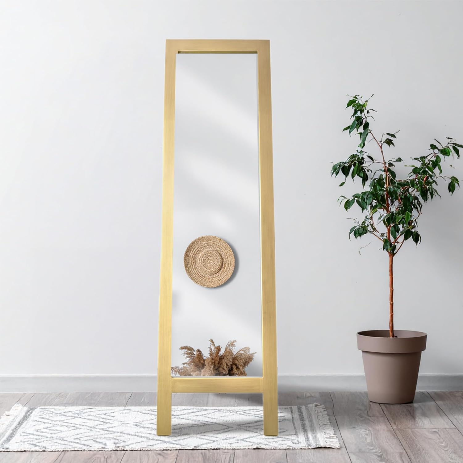 Head West Brushed Gold Full Size Free Standing Easel Dressing Mirror - 18" x 64"