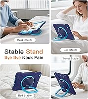 Vista 5 de BATYUE Funda para iPad de 9ª/8ª/7ª generación (funda resistente para iPad de 10.2 pulgadas 2021/2020/2019) con protector de pantalla, soporte