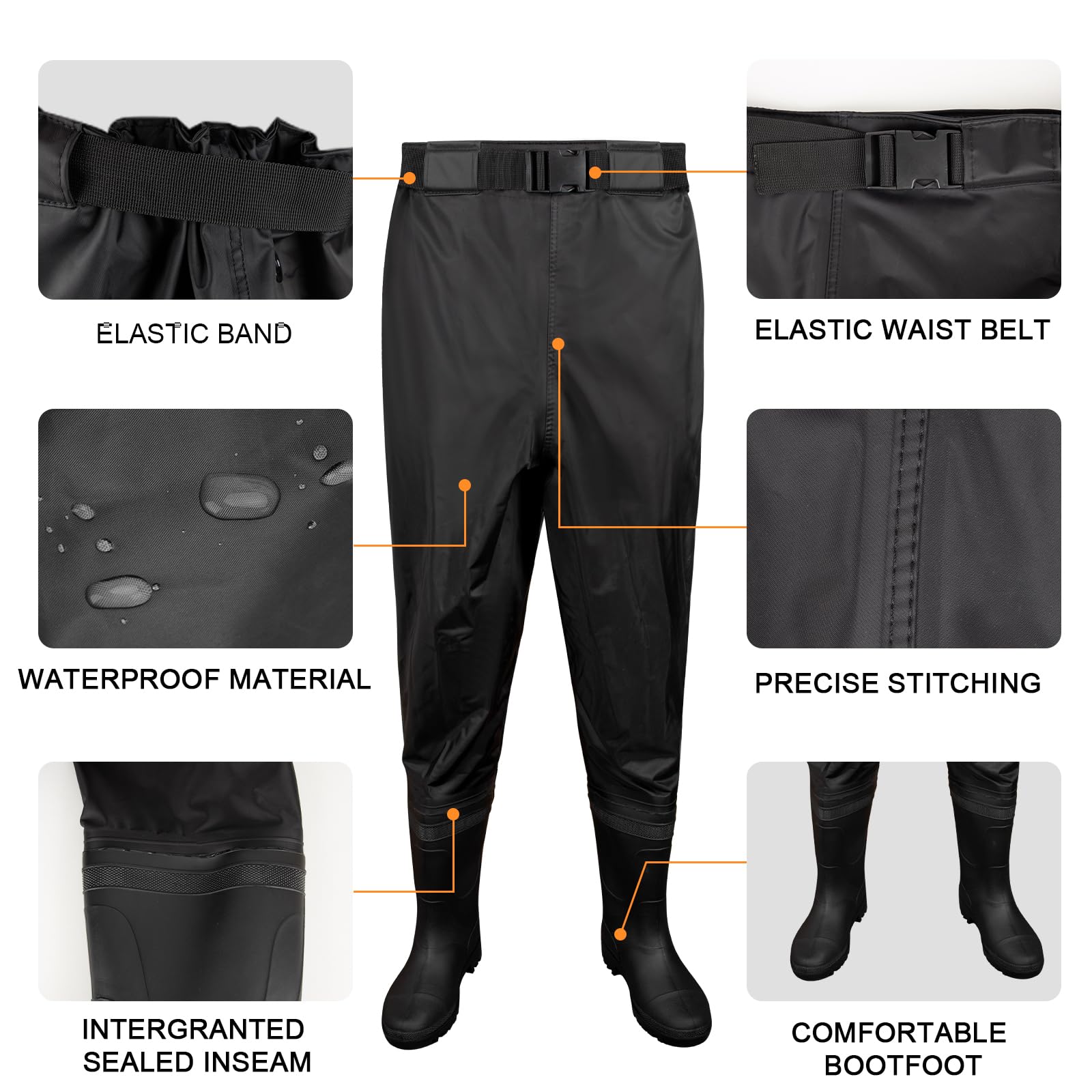 Night Cat Waders Pêche Cuissardes pour Hommes Femmes Chasse Waders Poitrine avec Bottes imperméable Respirant Crosswater