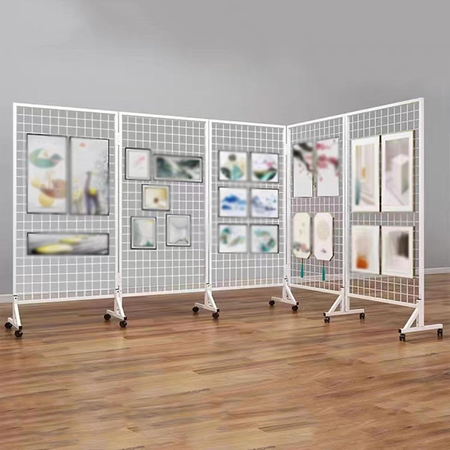 Heavy-Duty Grid Wall Panels Display Stand with Wheels, 60x160CM Black Wire Grid Tower, Movable T-Base for Retail Store, Trade Show, and Home Organization