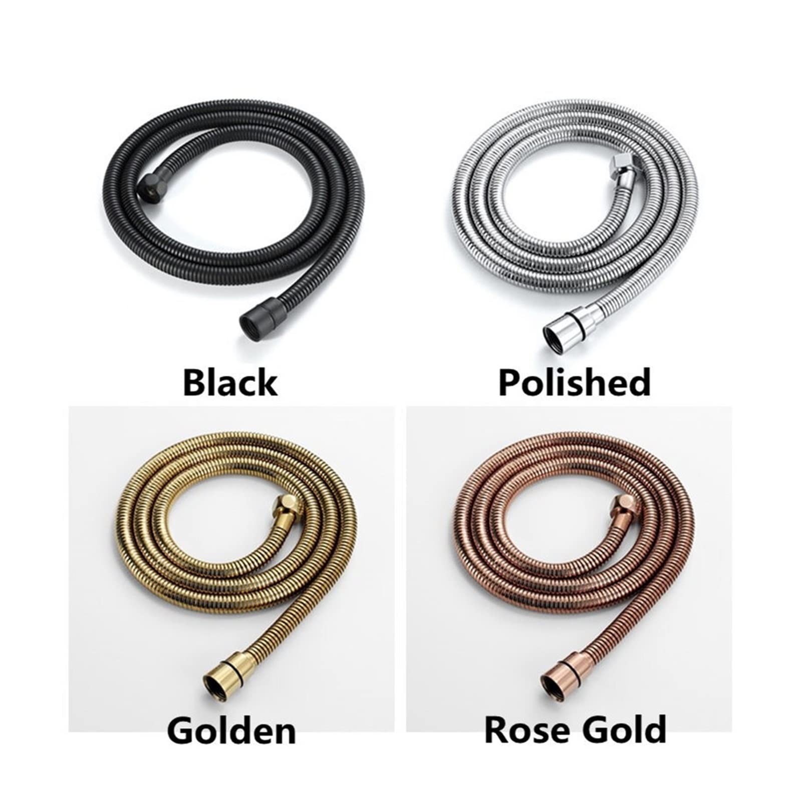Tubo Doccia da 1,5 m Nero Opaco Nero Doccia Tubo Doccia Oro Tubo Doccia Rosa Tubo Doccia Oro SUS. Tubo Flessibile con Doccia Lucida. (Color : Rose Gold, Length : 150cm)