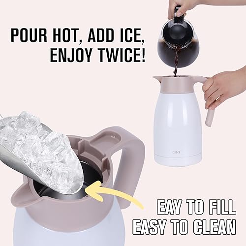 Miniatura 60 de Jarra térmica de acero inoxidable para café, termo de doble pared sellado al vacío, 12 horas de retención de calor Negro