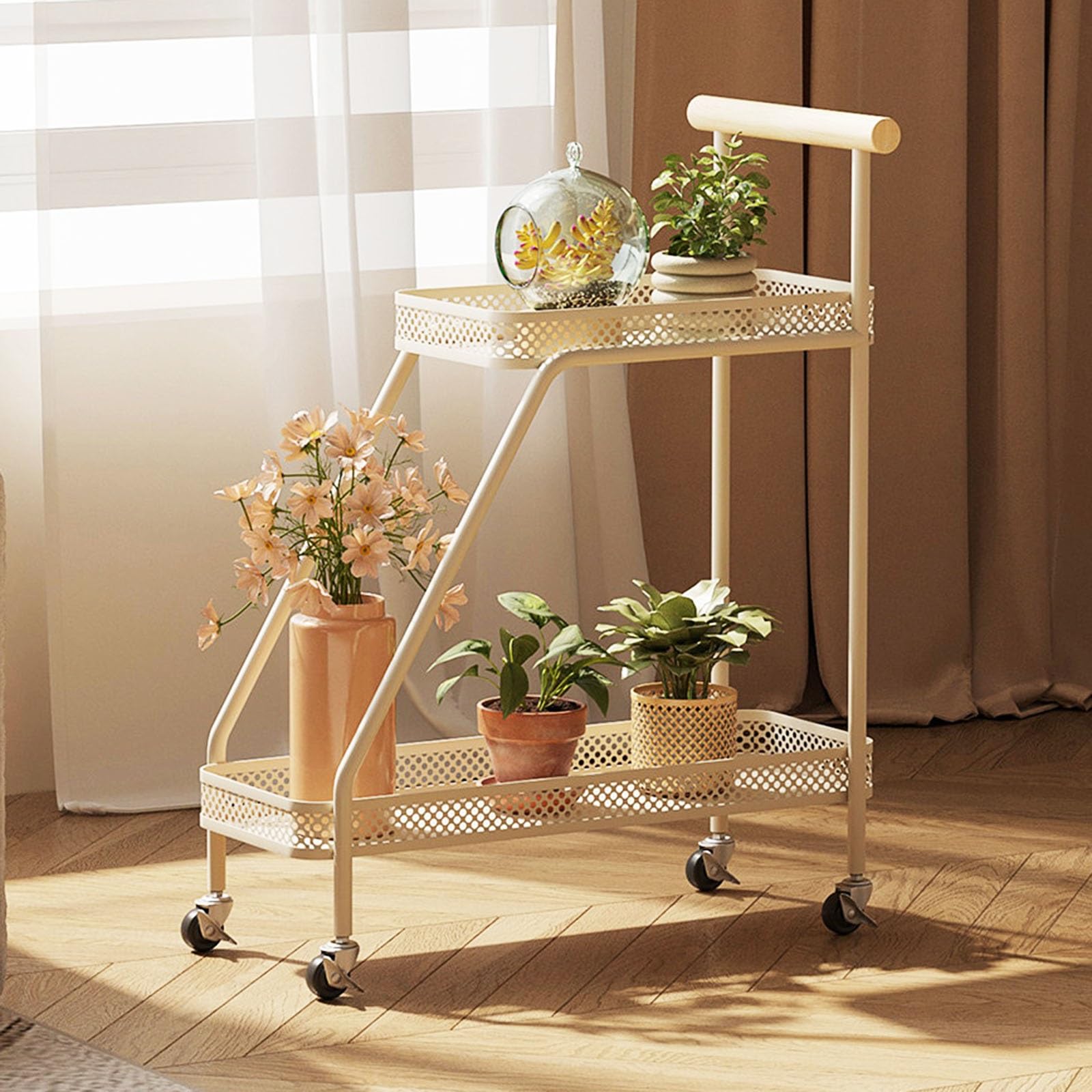 Étagère à fleurs à poser au sol avec plusieurs niveaux de rangement mobiles