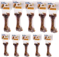 BeefBone Osso Defumado Suíno, Fêmur Desidratado Natural para Cachorro, 200g, 10 Unidades