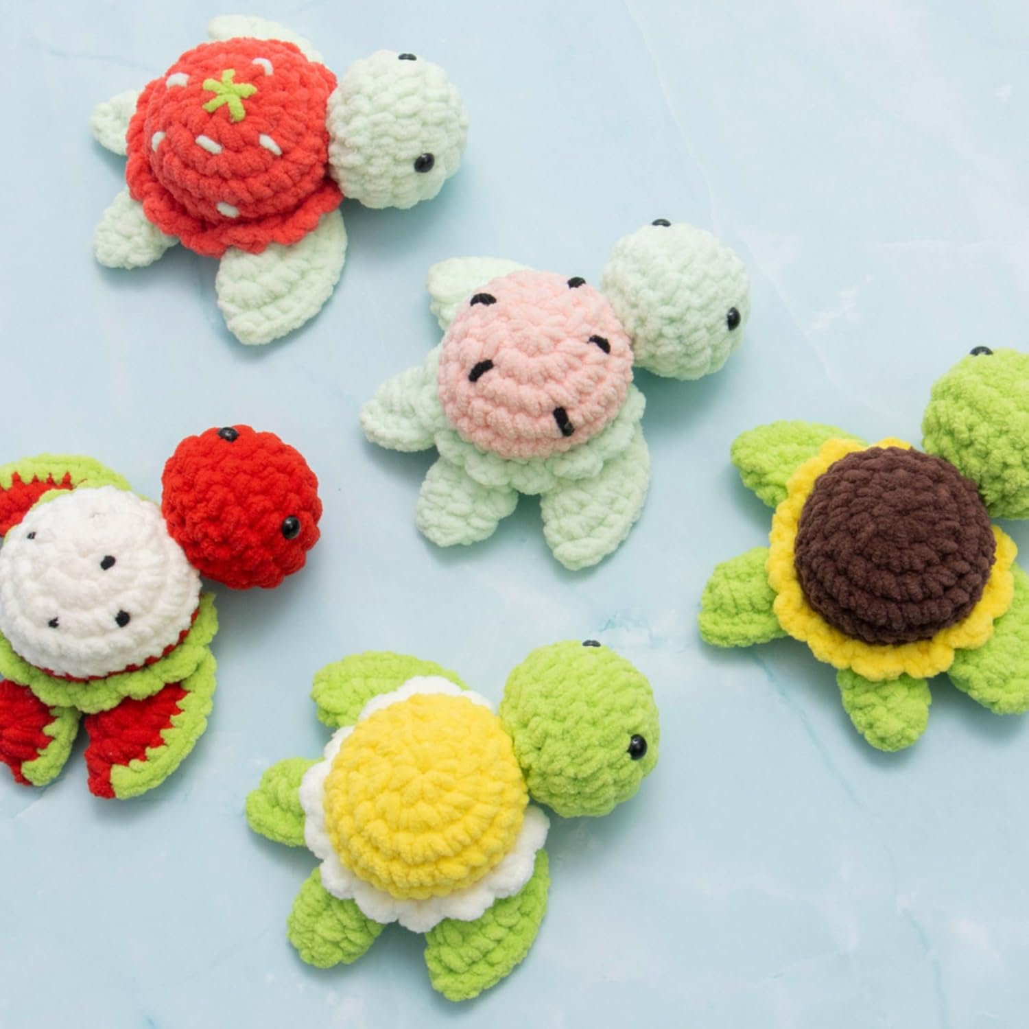 Crochet Kit for Beginners, 5PCS Crochet Starter Kit with Step-by-Step Video Tutorials, Crochet Animal Kits, Beginner Crochet Kits for Adults and Kids (Turtle)