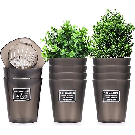 Herefun Kräutertopf, 10 Stück Blumentöpfe, Kräutertopf Küche mit Bewässerungssystem, Atmungsaktiver Blumentopf, Selbstwässernder Blumentopf für Kräuter zum Anpflanzen Innen, Küche und Außenbereich