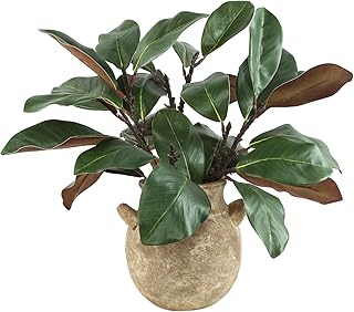 5PCS Magnolia Artificial Stems 22 Inch Faux Magnolia Leaves 3D Real Touch Magnolia Branches for Indoor Table Vase Office Home Wedding Floral Arrangement