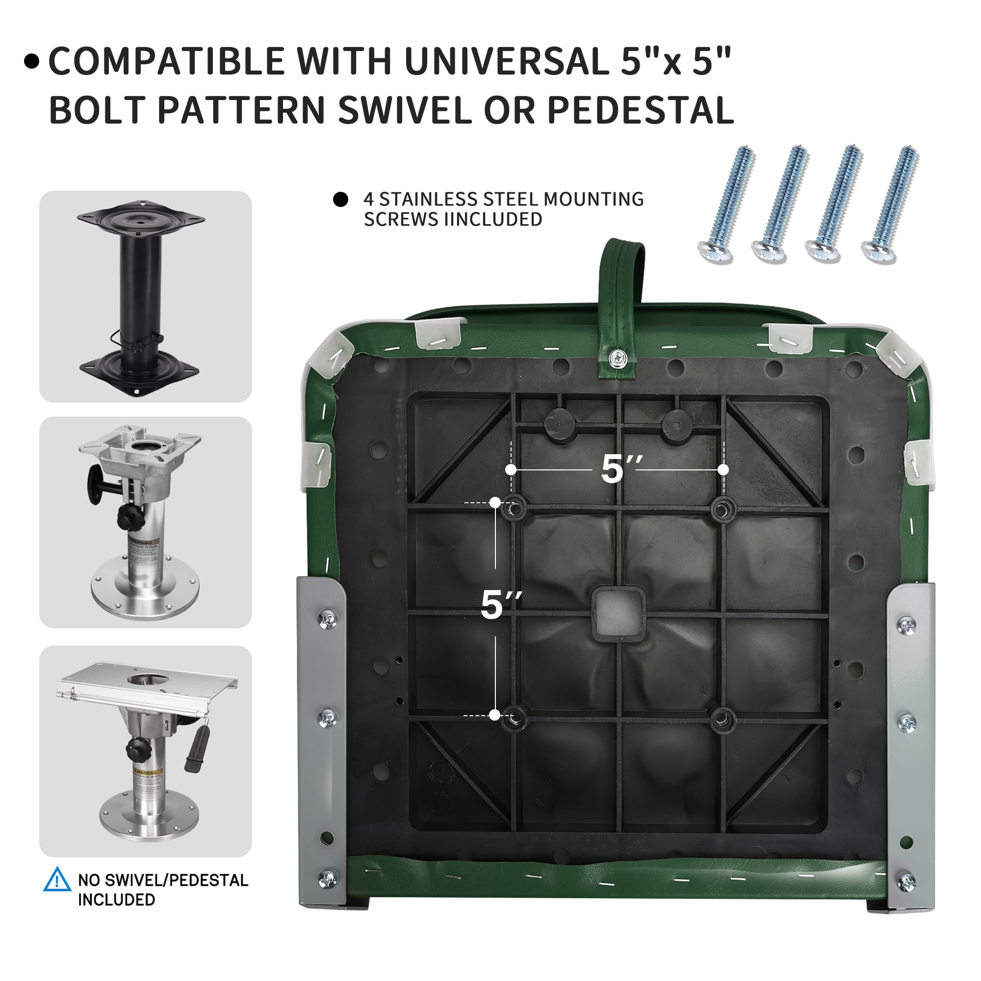 ERGOSEAT Asiento de barco de pesca plegable con respaldo bajo, 1 paquete, verde