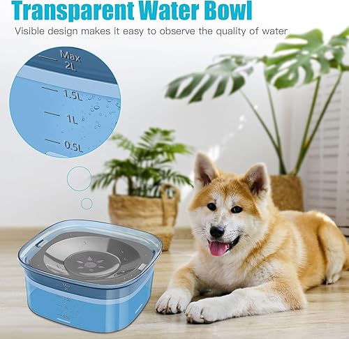 Miniatura 10 de UPSKY Cuenco de agua para perros de 70 onzas, 2 litros, sin derrames, gran capacidad, a prueba de derrames, alimentador de agua lento, sin