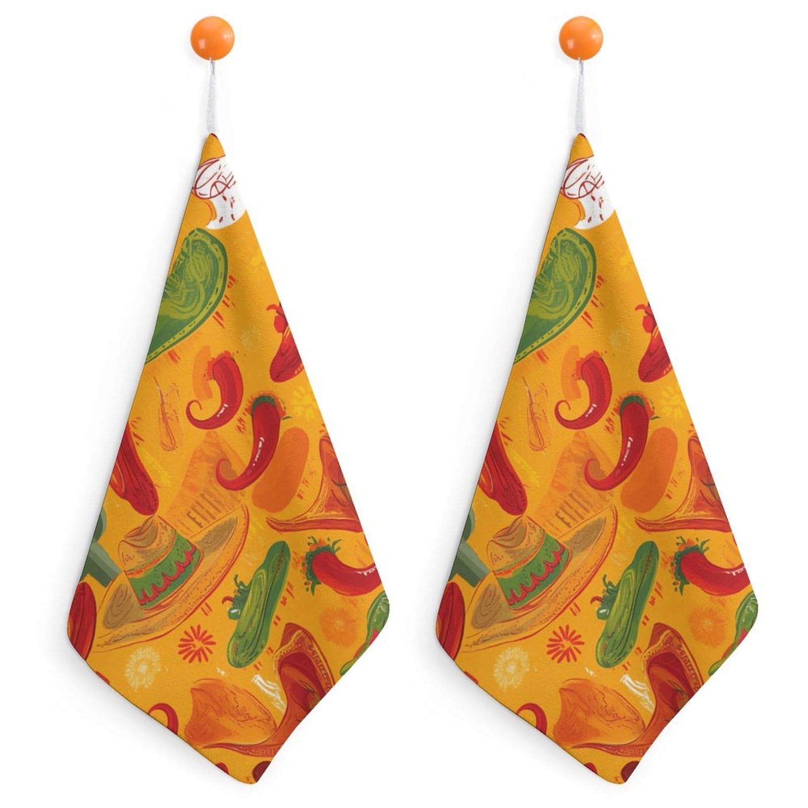 VstaDank Cactus Hat and Chili Pepper Washcloth with Hanging Loop Quick Dry Microfiber Hand Towel Highly Absorbent Wash Cloth Reusable Makeup Remover Cloth Soft Feel Fingertip Towel for Bathroom
