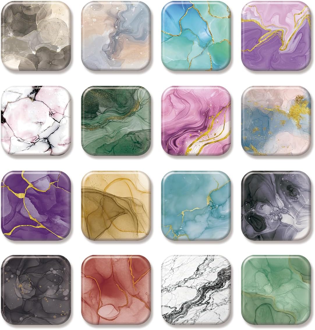 16 Pcs Marble Fridge Magnets, Refrigerator Magnets