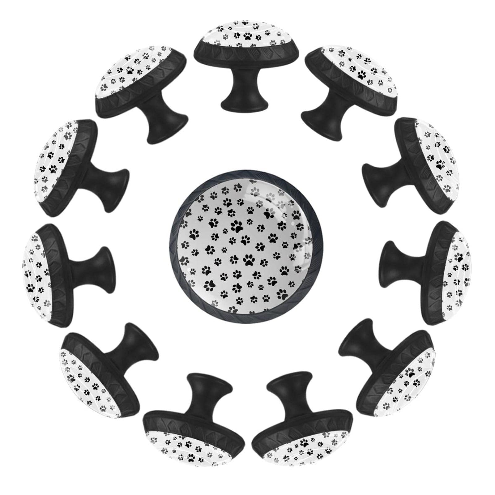 Bouton de tiroir rond motif patte lot de 12 poignées commode et meuble enfant 35 mm