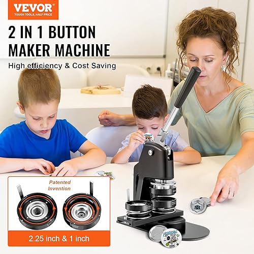 Miniatura 2 de VEVOR Máquina para hacer botones, varios tamaños de 1 + 2.25 pulgadas, kit de prensa de perforación de insignias, para niños, para hacer