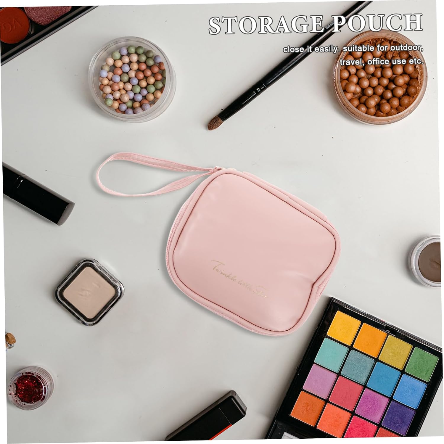 High-end Zippered Napkin Storage Bag Large Capacity Organizer Pouch for Pads Pu Material for Travel and Outdoor Use