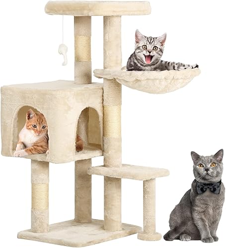 BestPet Árbol para gatos de 36 pulgadas de alto para gatos de interior con poste rascador para gatos, centro de actividades para muebles de