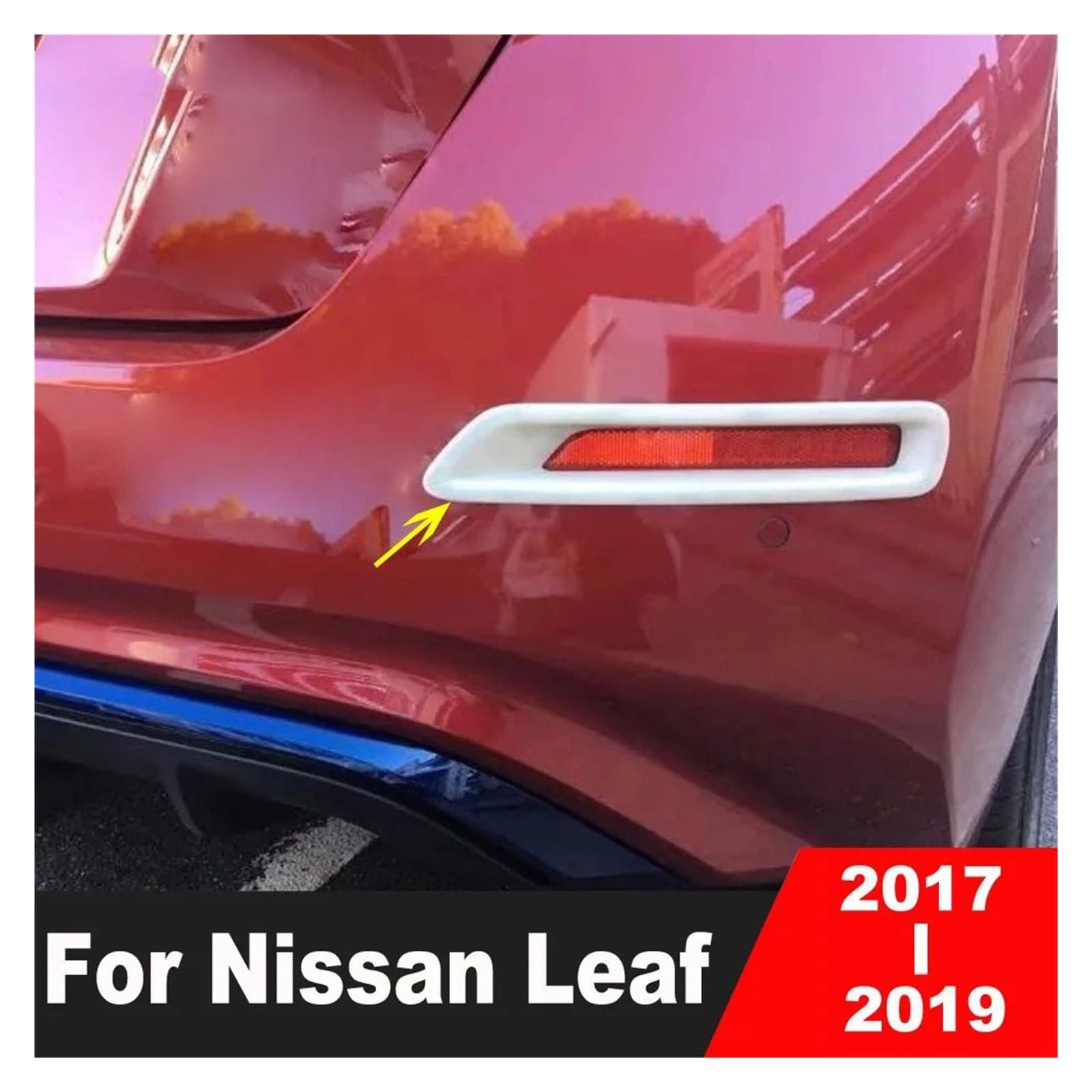 Car Rear Bumper Fog Light Lamp Cover Trim, Fit For Nissan, Leaf 2017-2019 Chrome Tail Foglight Bezel Molding Trims Accessories Osłona tylnego światła